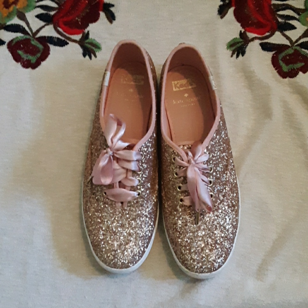 Kate Spade rose gold glitter Keds 7.5